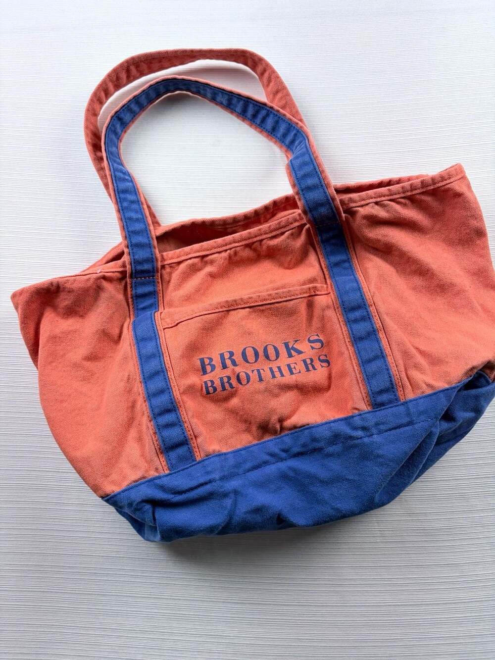Brooks Brothers Coral Blue Canvas Tote Bag